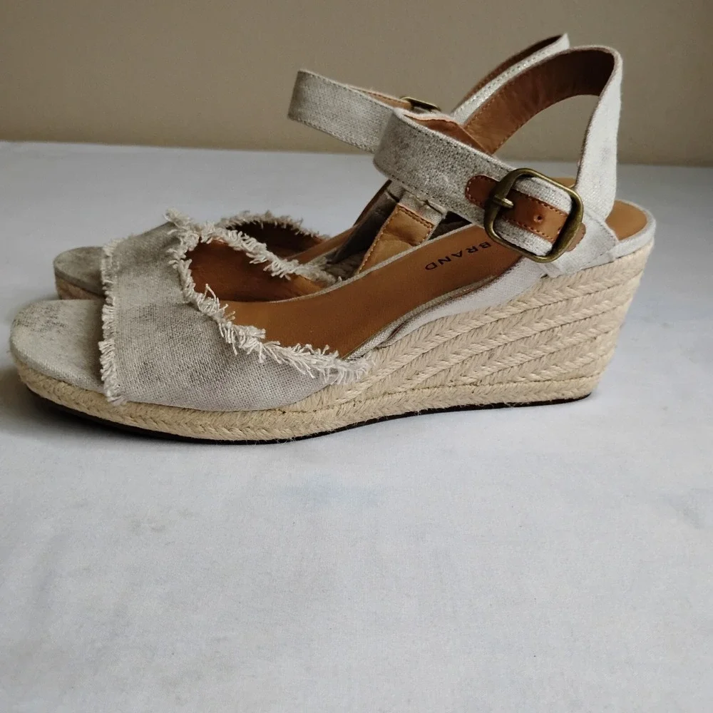 Lucky Brand Sandals 9.5 Mindra‎ Espadrille Wedge Beach Boho Resort